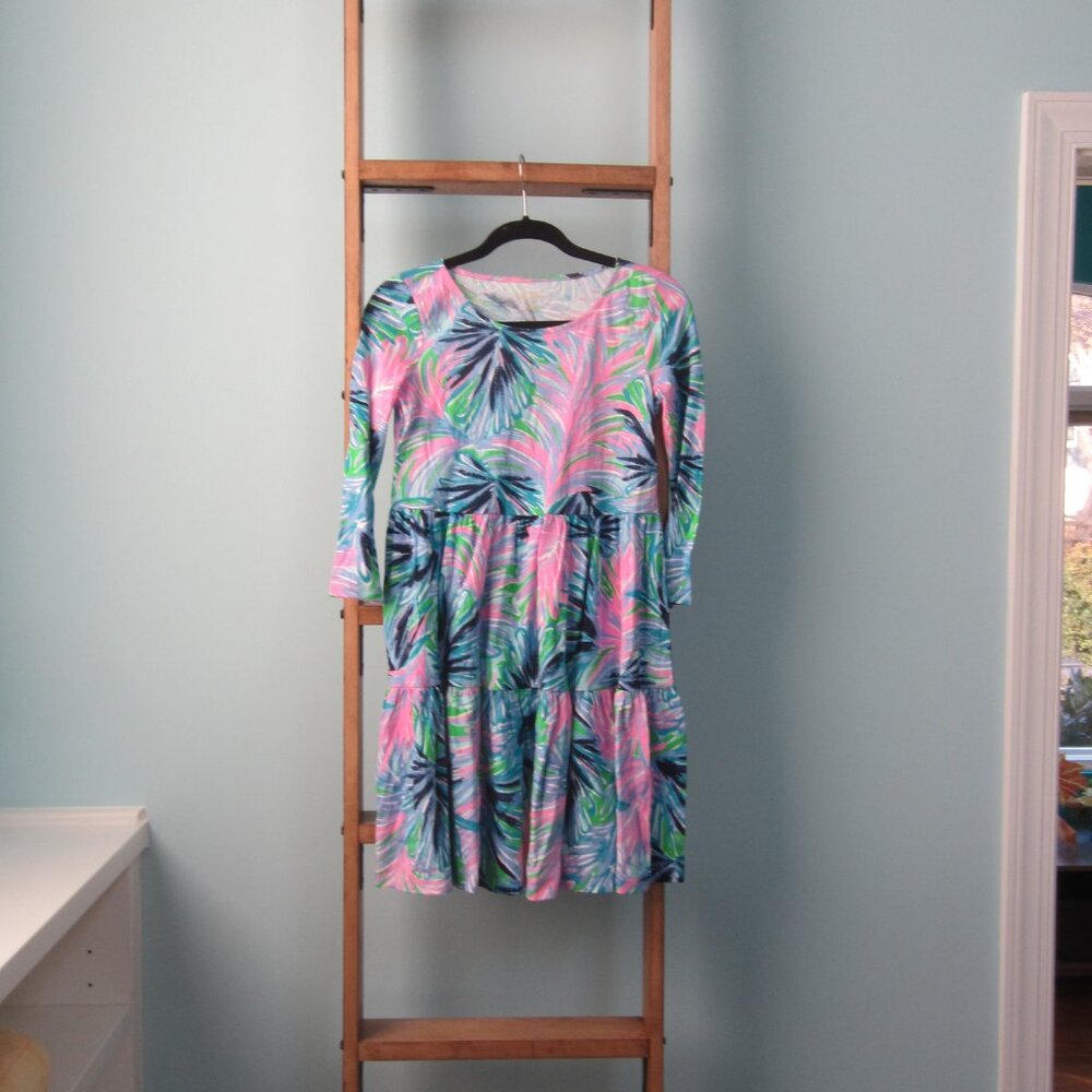 Lilly Pulitzer Geanna Swing Dress in Gecko Green Beach Bash Size XS